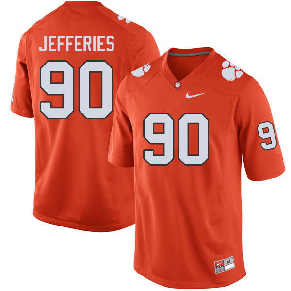Men #90 Darnell Jefferies Clemson Tigers College Football Jerseys Sale-Orange